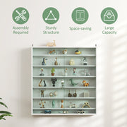 White 7 Tier Wall Display Cabinet with Glass Doors and Adjustable Shelves by HOMCOM