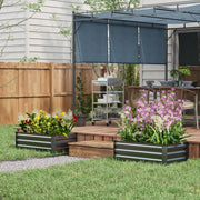 Set of Two Grey Steel Raised Planter Boxes 100 x 60cm Ideal for Garden or Patio