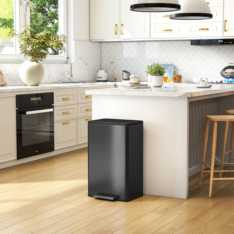 45L Pedal Kitchen Bin with Soft Close Lid and Removable Inner Bucket, Grey