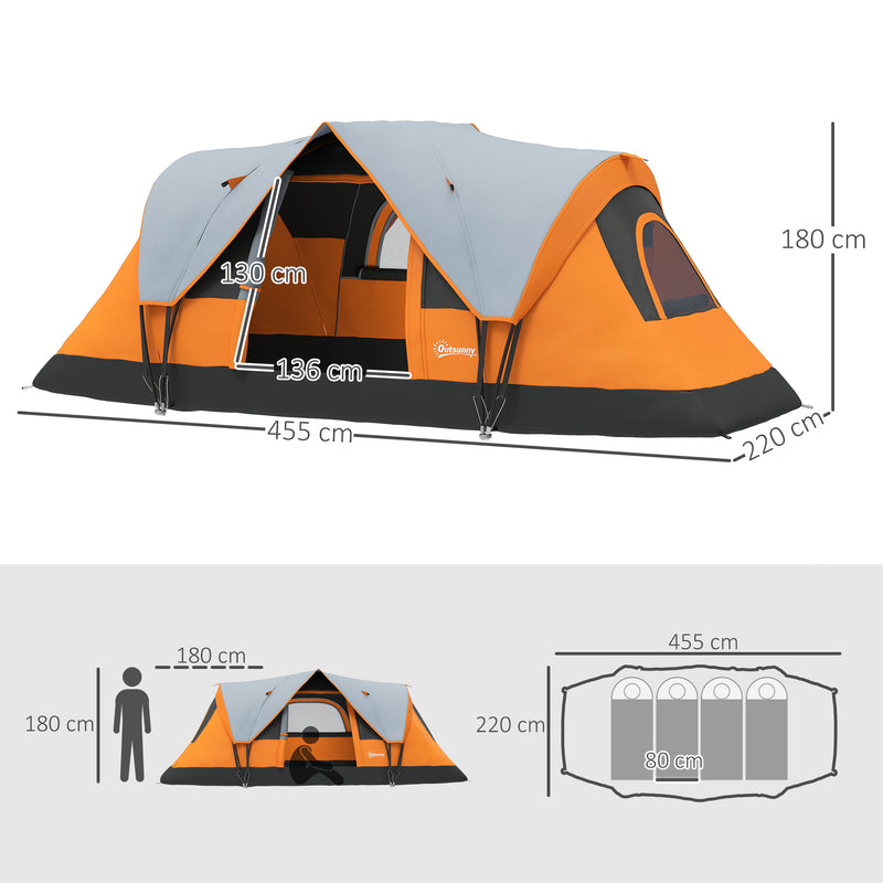 Family Blackout Tent for 6 People with Single Spacious Room and Easy Setup Orange Grey