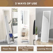 Full Length LED Dressing Mirror with Dimmable 3 Tone Lighting for Bedroom, White
