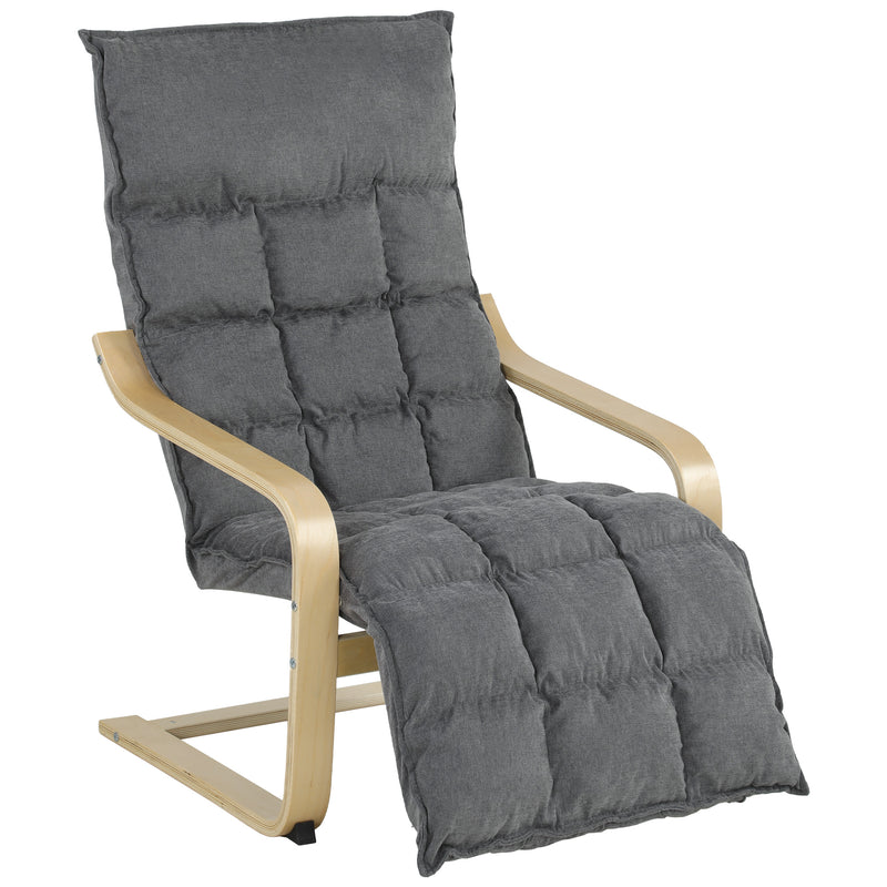 Accent Chair with Footrest for Comfortable Reading and Relaxing at Home Grey