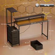 Computer Desk With Drawers and Charging Station for Dual Monitors and Gaming Black AOSOM