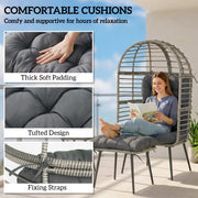 Egg Chair and Footstool Set for Comfortable Outdoor Relaxing Weather Resistant Rattan Grey Outsunny