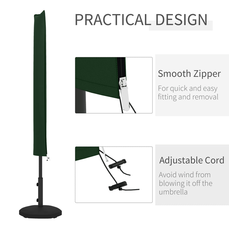 Umbrella Cover Waterproof Protection for Garden Parasol with Zip and Buckle Green Outsunny