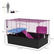 Small Animal Cage With Platform and Ramp For Rabbits Guinea Pigs Chinchillas, Grey