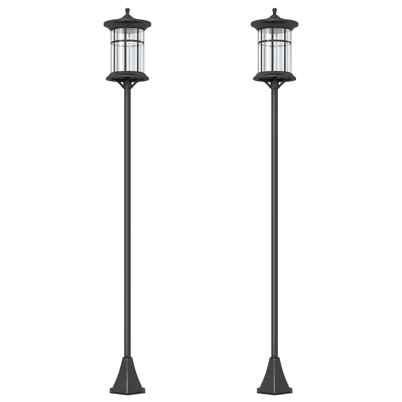 Set of Two 1.8m Black Traditional Style Outdoor Solar Lamp Posts by Outsunny
