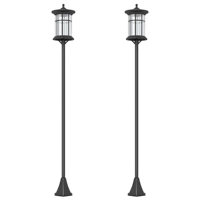 Set of Two 1.8m Black Traditional Style Outdoor Solar Lamp Posts by Outsunny