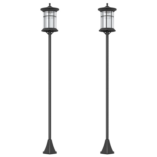 Set of Two 1.8m Black Traditional Style Outdoor Solar Lamp Posts by Outsunny