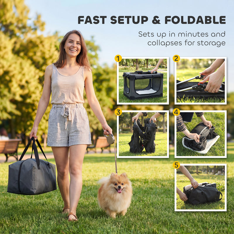 Foldable Soft Dog Travel Crate for Small Dogs Up to 4 kg Easy Storage Army Green AOSOM