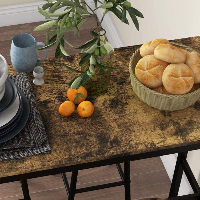 5 Piece Industrial Bar Table Set with 4 Stools, Rustic Brown by HOMCOM