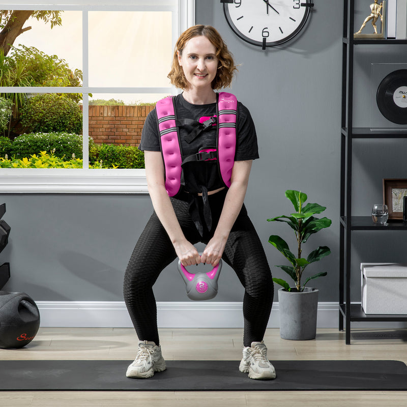 Adjustable Weighted Vest for Running and Strength Training with Mesh Pocket 8kg Pink AOSOM