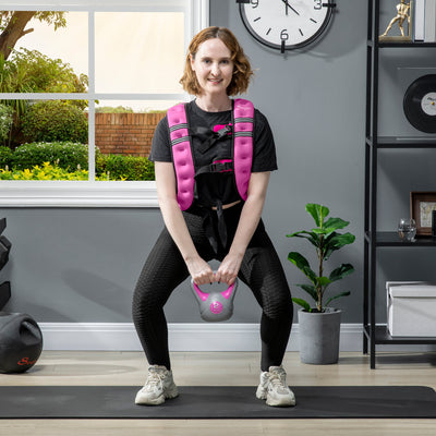 Adjustable Weighted Vest for Running and Strength Training with Mesh Pocket 8kg Pink AOSOM