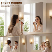 Bathroom Wall Mounted Mirror Cabinet with Adjustable Shelf for Extra Storage White AOSOM