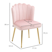 Set of 2 Velvet Shell Dining Chairs with Gold Legs for Kitchen or Lounge Pink