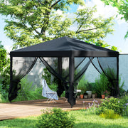 Black 3 x 3m Pop Up Gazebo with Mesh Sidewalls and Carry Bag for Garden and Outdoor by Outsunny
