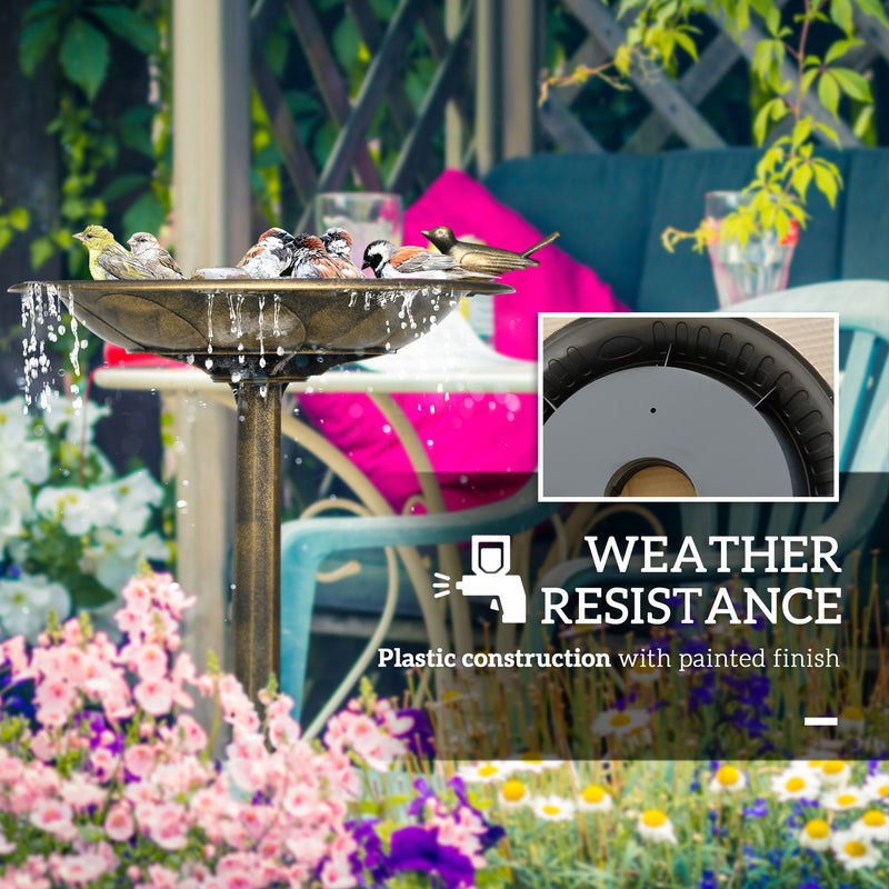 Antique Bronze Bird Bath with Decorative Birds and Planter Base 72cm Tall by Outsunny