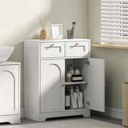 Bathroom Floor Cabinet with 2 Storage Drawers Ideal for Towels and Toiletries White
