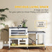 Wooden Rabbit Hutch with Run 2 Tier Guinea Pig Cage on Wheels 3 Trays 2 Openable Tops by PawHut