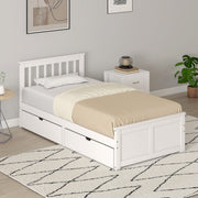 Wooden Single Bed Frame with Storage Drawers Ideal for Kids or Guest Rooms White