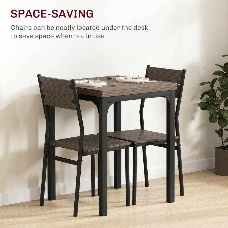 Three Piece Compact Dining Set with Grey Wood Grain Finish by HOMCOM