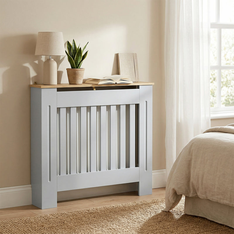 Radiator Cover with Shelf for Tidy Storage and Child Safety Grey Homcom
