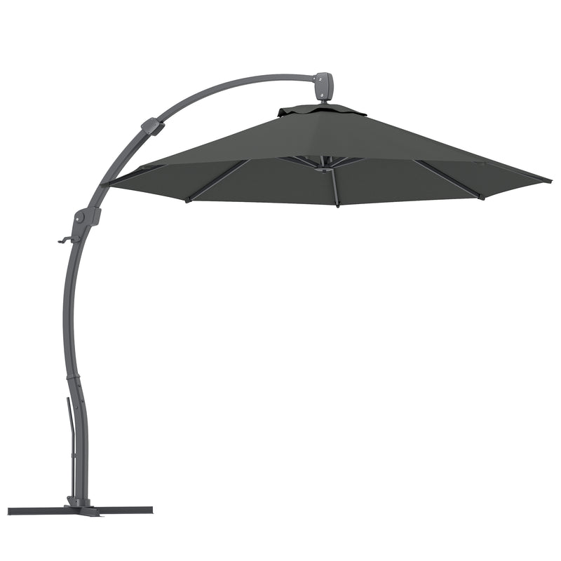 Premium Grey 3m Cantilever Parasol with Crank Handle and 360° Rotation for Garden Patio by Outsunny
