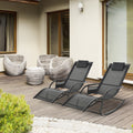 2 Piece Garden Rocking Chair Set with Mesh Fabric and Storage Bag for Patio Black AOSOM