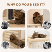Cat Tree Tower With Scratching Posts Bed House and Brush For Indoor Cats, Beige AOSOM