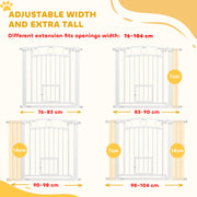 Tall Pet Safety Gate with Door 77cm High Adjustable 76-104cm for Stairs and Doorways by PawHut