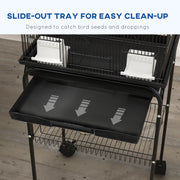 Tall Metal Bird Cage with Swing Perch and Tray for Budgies Finches Canaries, Black