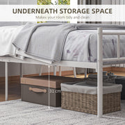 Single Metal Bed Frame with Headboard Footboard and 31cm Underbed Storage Black