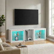 TV Unit with LED Lights and Flexible Storage for Organised Living Room Media White AOSOM