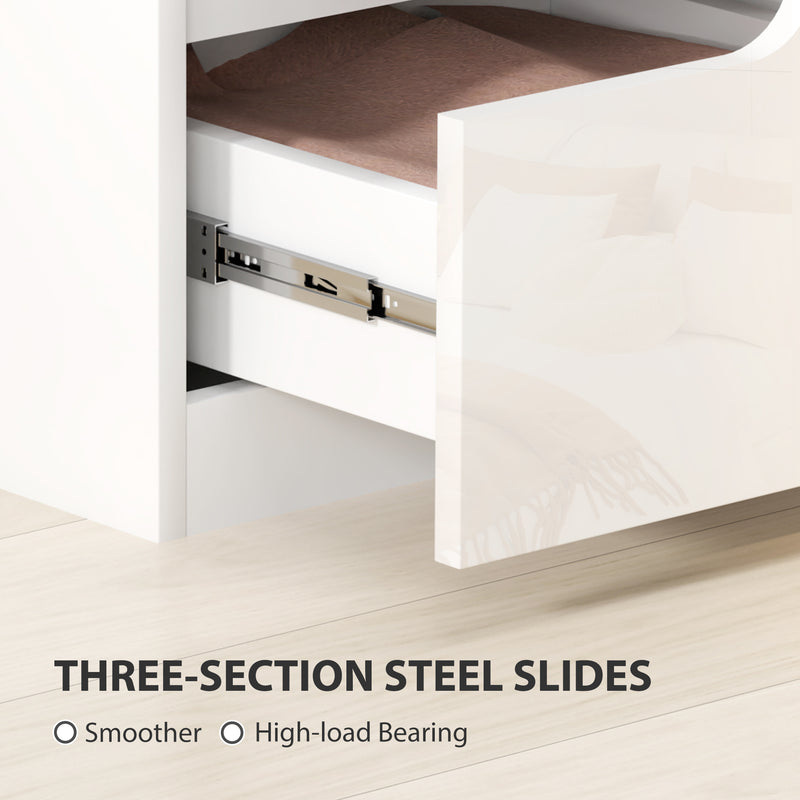 Bedroom Storage Set with 4 Drawer Chest and 2 Bedside Tables for a Tidy Room White