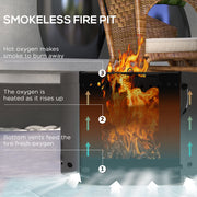 Smokeless Fire Pit 38cm Portable Wood Burning Stove With Spark Screen and Poker by Outsunny