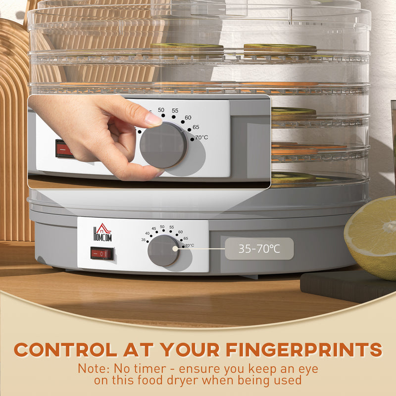5 Tier Food Dehydrator with Adjustable Temperature for Drying Fruit and Jerky Grey