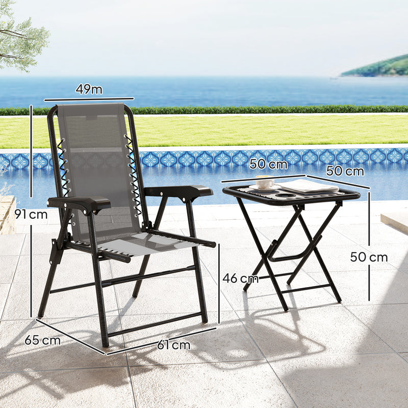 Three Piece Garden Table and Chair Set Dark Grey by Outsunny