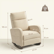 Modern Corduroy Rocking Armchair With Cushioned Seat For Living Room Comfort Beige