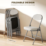 Folding Dining Chairs Set of 4 with Padded Seat for Extra Guest Seating Cream Grey Homcom