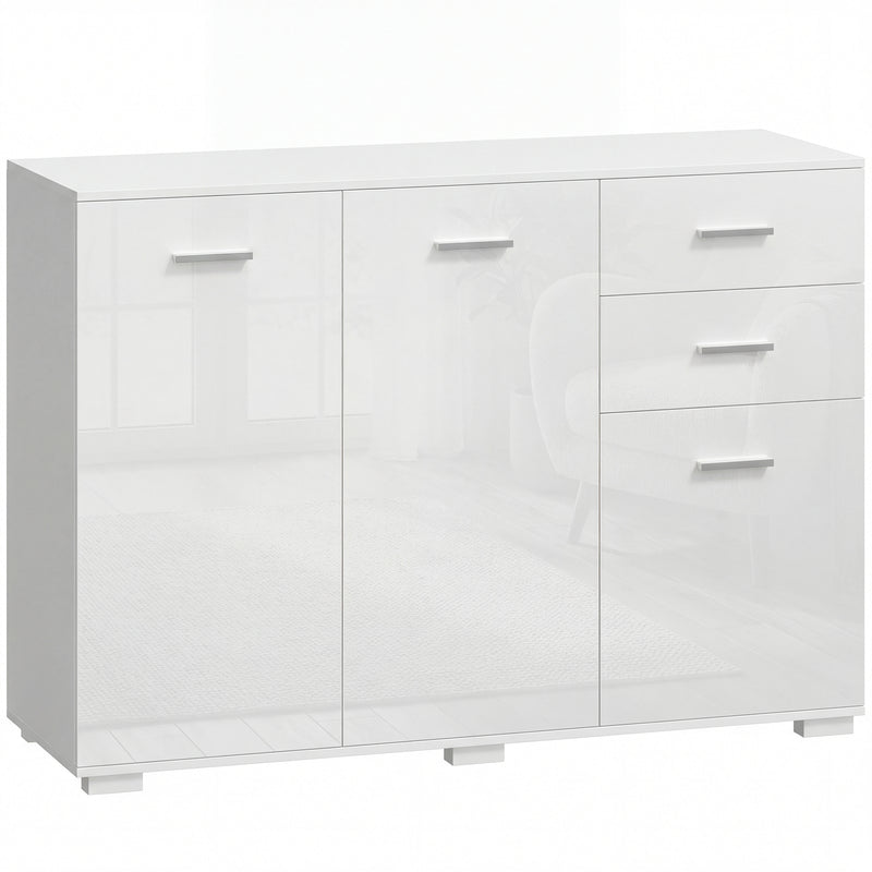 Sideboard with Adjustable Shelf for Organised Storage High Gloss White AOSOM