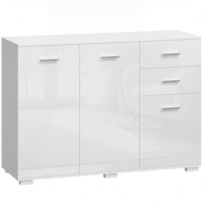 Sideboard with Adjustable Shelf for Organised Storage High Gloss White AOSOM