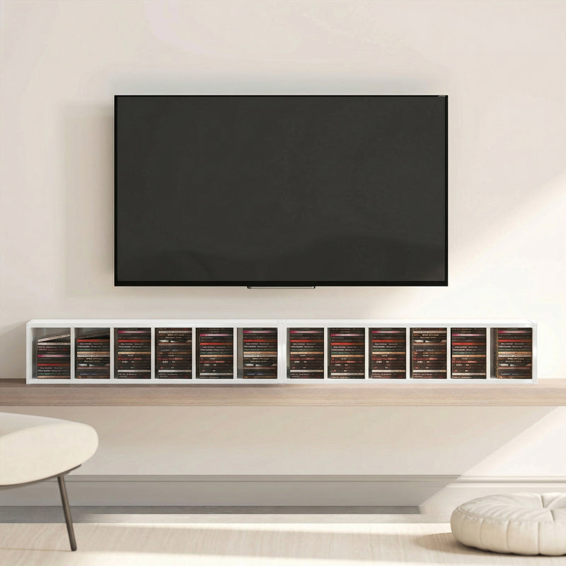 CD and Media Storage Shelves Set of 2 for Organised Home or Office High Gloss White