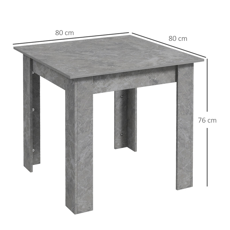 Grey 2 Person Square Dining Table For Small Spaces - Cement Finish - 80 x 80cm