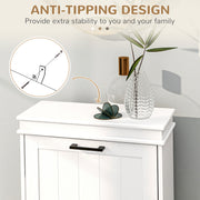 Two Drawer Slim Shoe Storage Cabinet Holds 10 Pairs Ideal for Hallways White