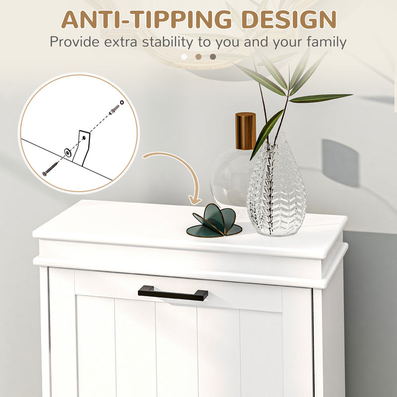 Two Drawer Slim Shoe Storage Cabinet Holds 10 Pairs Ideal for Hallways White