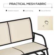 Cream 2 Seater Garden Glider Bench With Steel Frame For Patio Porch Or Outdoor Use