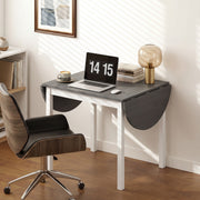 Folding Dining Table for Small Spaces with Drop-Leaf Sides Seats 4 to 6 Grey White Homcom