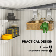 Metal Garden Shed with Shelves and Sliding Door for Secure Outdoor Storage Light Grey Wood Effect Outsunny