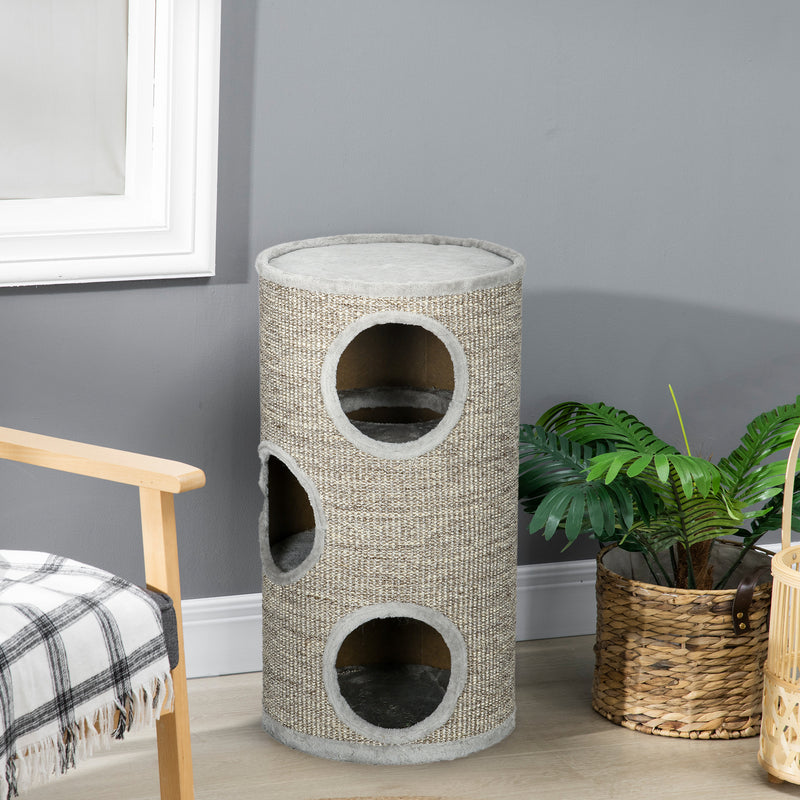 Cat Climbing Tree with Sisal Scratching Posts and Padded Rest Platform Light Grey