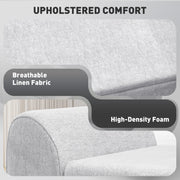 Light Grey Upholstered Storage Ottoman Bench with Armrest and Wooden Legs by HOMCOM